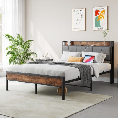 Vintage Brown Platform Bed