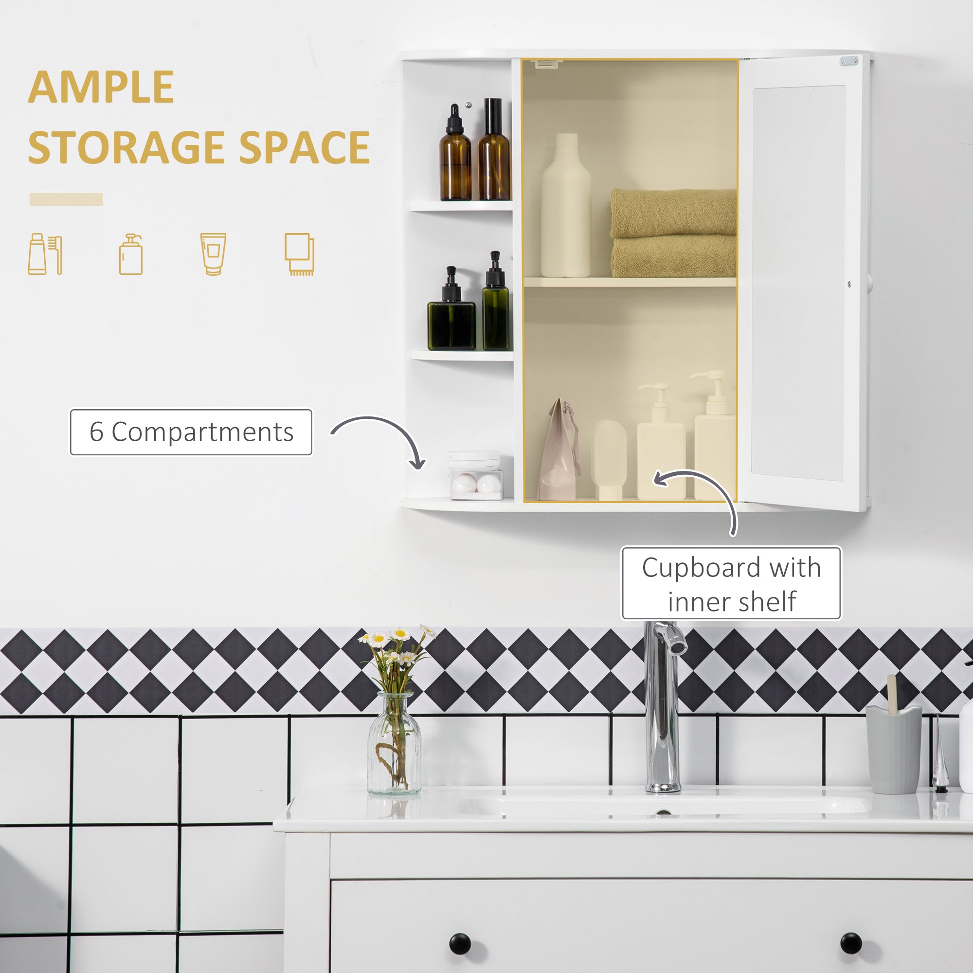 Glossy Mirrored Medicine Cabinet