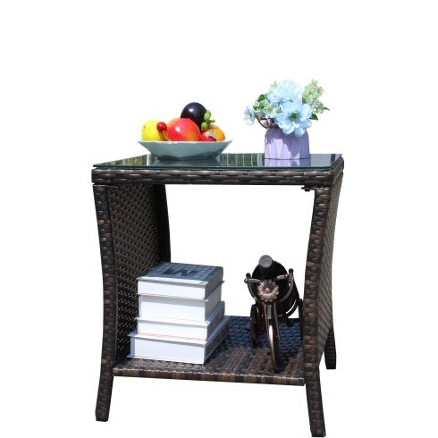 Outdoor Patio Furniture 1 Coffee Table With Clear Tempered Glass