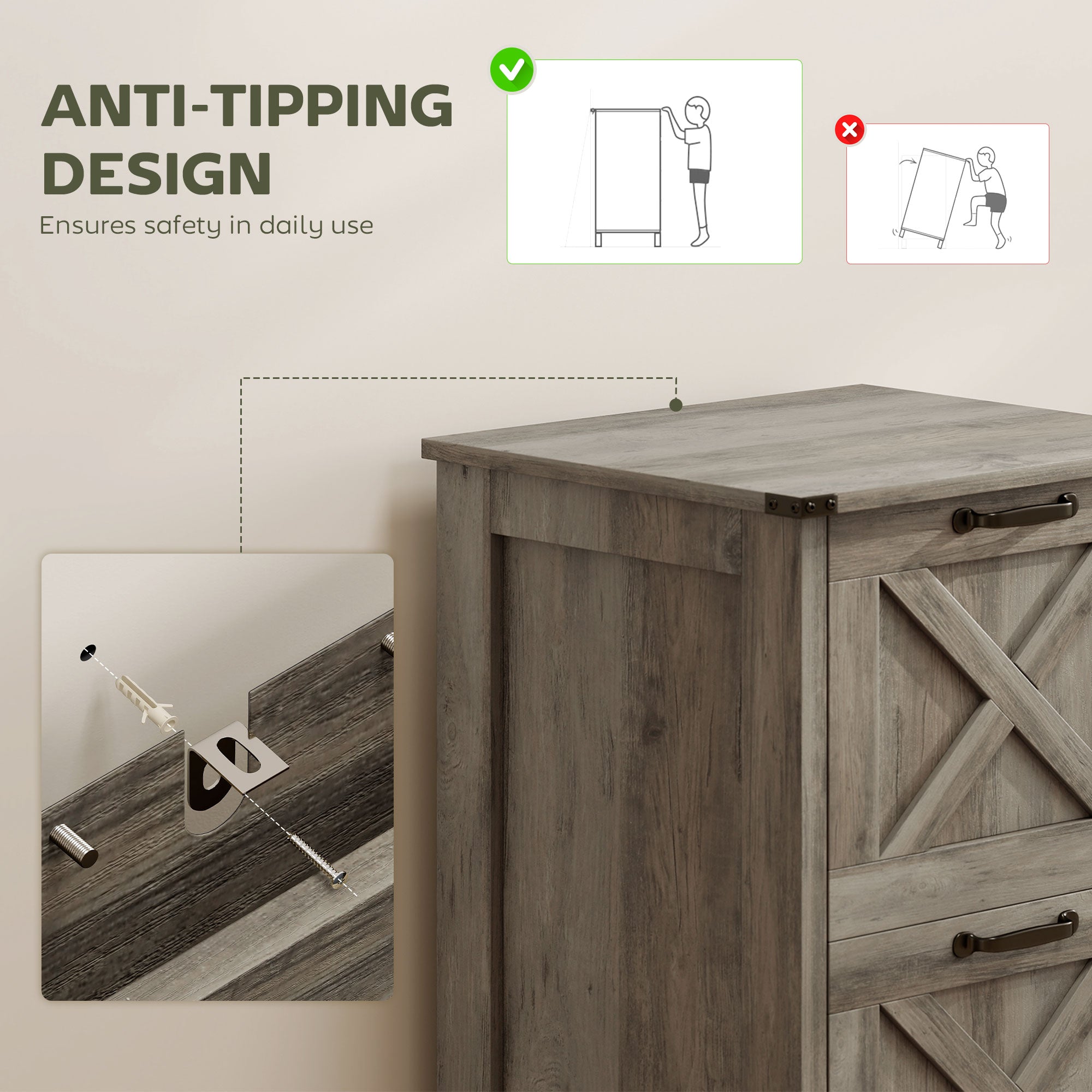 Rustic Wood File Cabinet
