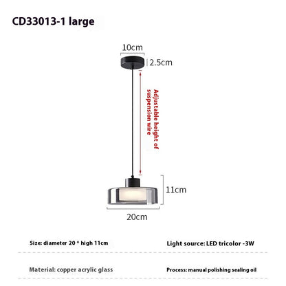 All-copper Bedroom Chandelier Simple Modern All-copper Glass