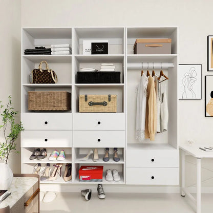 Livelylodge Modular Wardrobe Closet - Freestanding White Closet With Spacious Storage Shelves And Hanging Rods 70.86"W X 16.04"D X 70.86"H