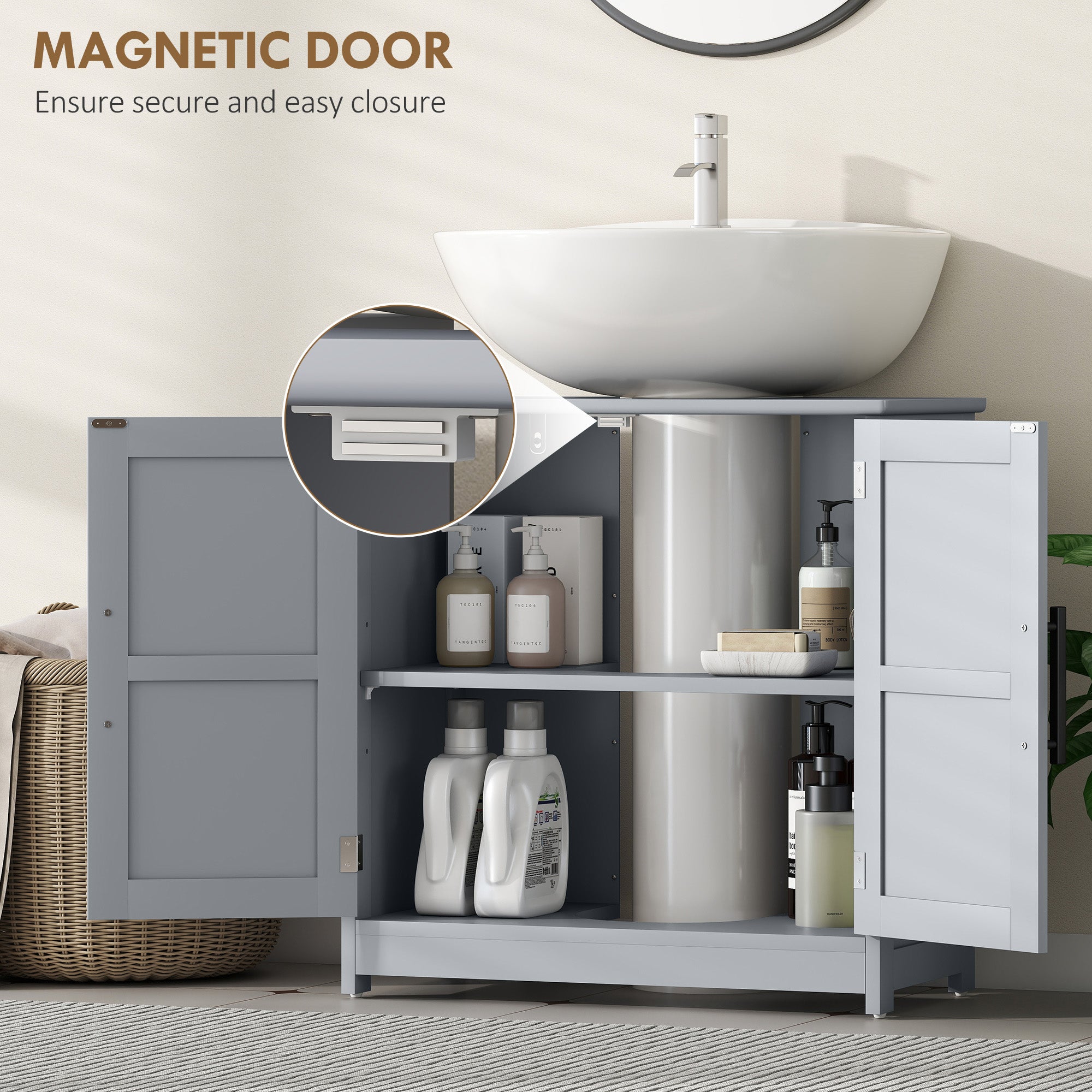 Gray Barn Door Sink Cabinet