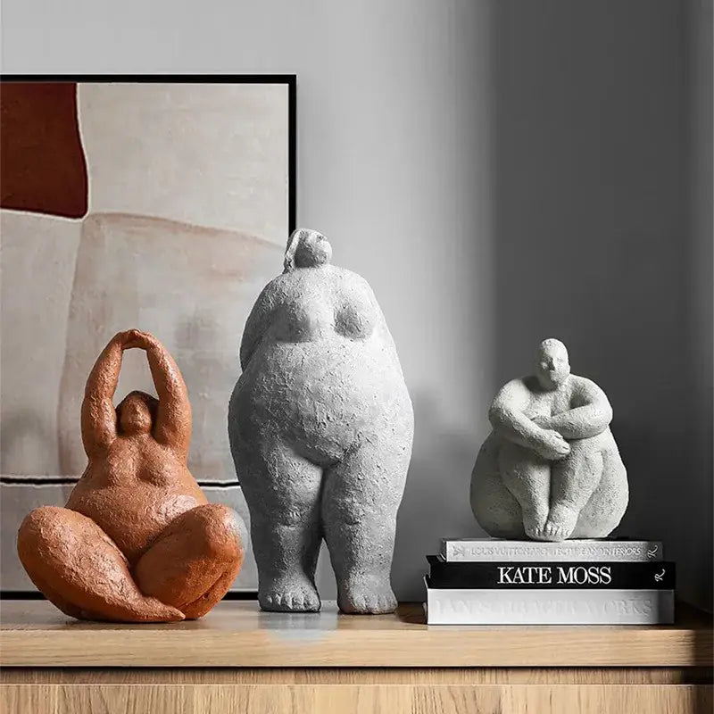 Three earthy toned textured dreaming yoga women figurines in distinct poses for living room decorbites decorbites dreaming yoga