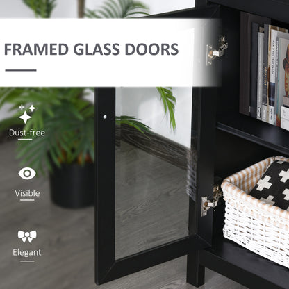 71" Bookcase Storage Hutch Cabinet with Adjustable Shelves and Doors for Home Office