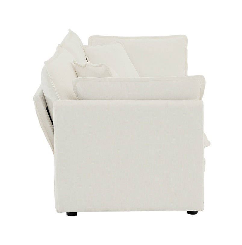 White Fabric Loveseat Sofa