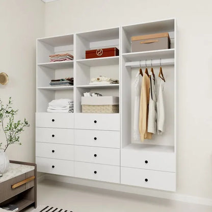 Livelylodge Modular Wardrobe Closet - Freestanding White Closet With Spacious Storage Shelves And Hanging Rods 70.86"W X 16.04"D X 70.86"H
