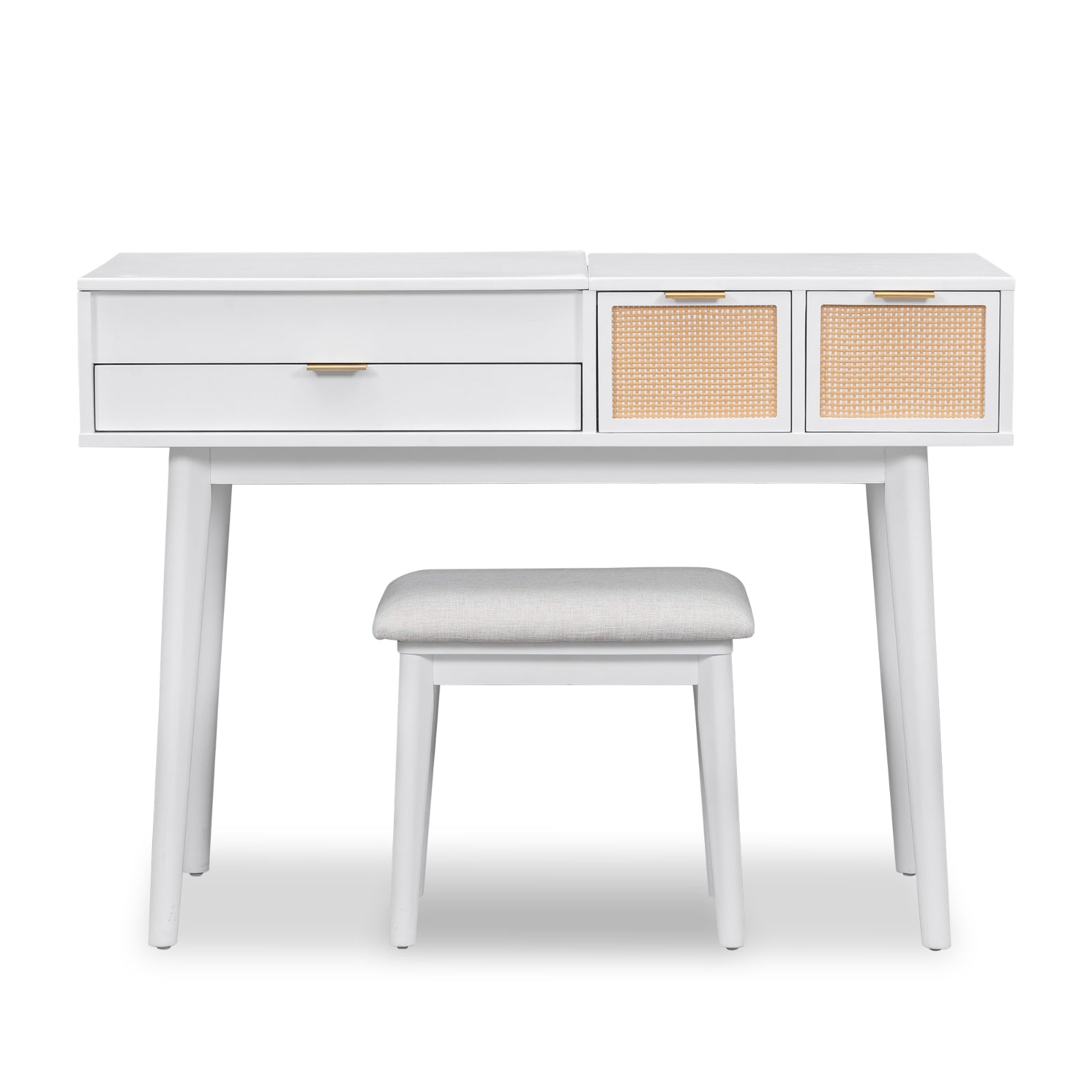 Wood Makeup Vanity Set Flip-Top Mirror Bedroom