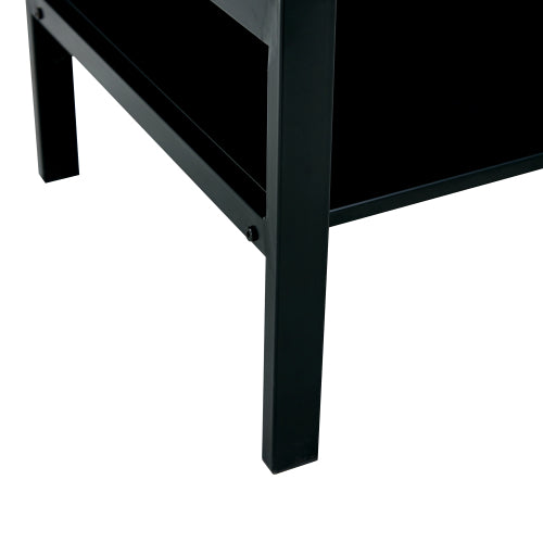 Mesa de Centro de Vidrio Templado con Tapa Elevable, Moderna y Simple de 2 Capas para Sala de Estar, Negra