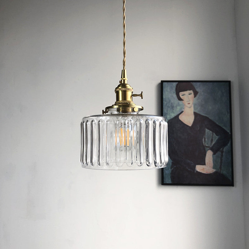 Simple Brass Glass Chandelier