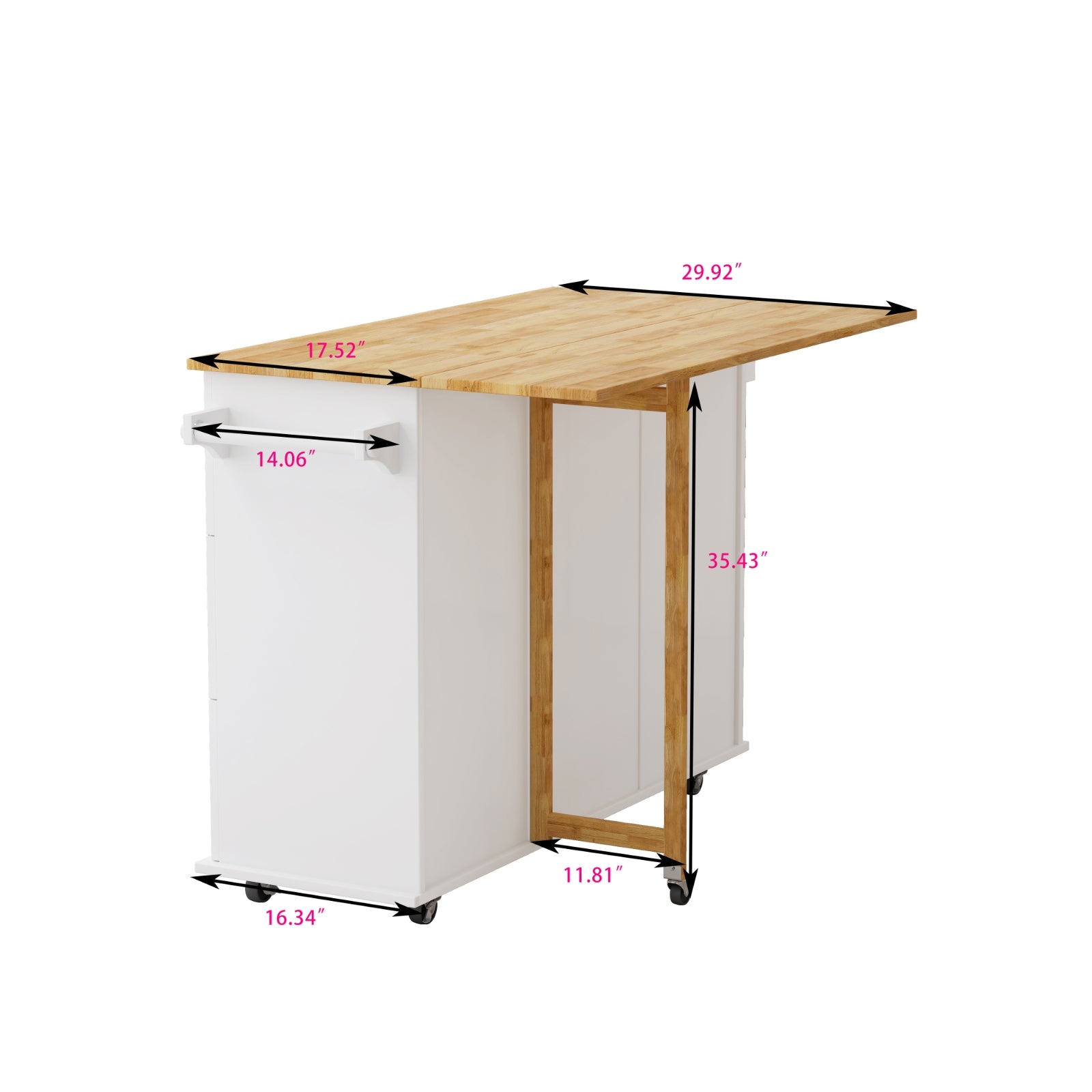 Carrito de Isla de Cocina con Gabinete, 3 Cajones, Estante para Especias, Estante para Toallas, 43.31 de Ancho