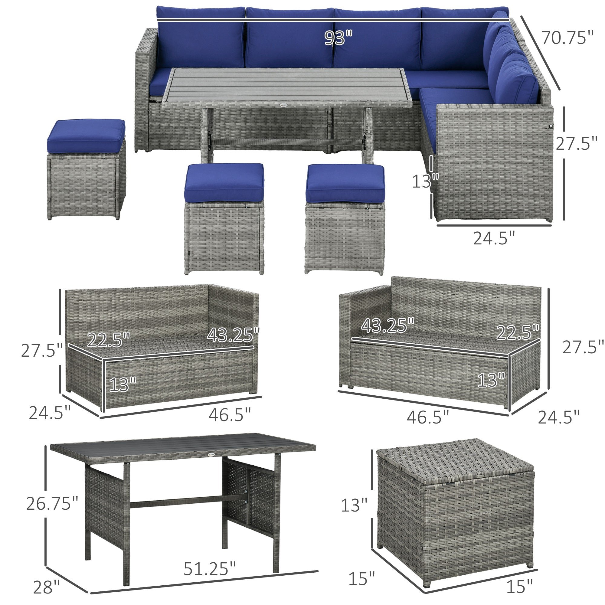 Grey Rattan Sofa Set
