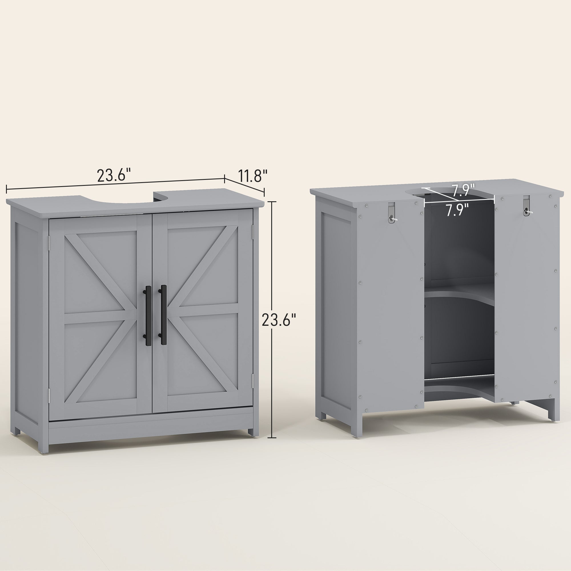 Gray Barn Door Sink Cabinet