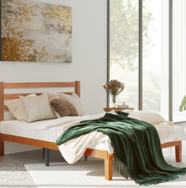 Solid Wood Bed Frame - Mattress Base With Headboard, No Spring Box Required, 1100 Pounds Of Sturdy Wooden Strips For Support