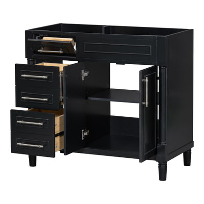 36'' Bathroom Vanity Without Sink, Freestanding Bathroom Storage Cabinet With 2 Drawers And A Tip-out Drawer, Solid Wood Frame Vanity Only, Height Adjustable Shelf