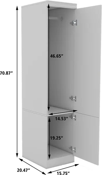 Livelylodge Slim White Storage Cabinet With Glass Door – Space-Saving Tall Organizer With Metal Handles, Perfect For Small Spaces Or Bedroom Use