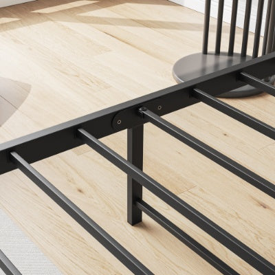 Twin Size Bed Frame, Storage Headboard With Charging Station, Solid And Stable, No Box Spring Needed, Easy Assembly