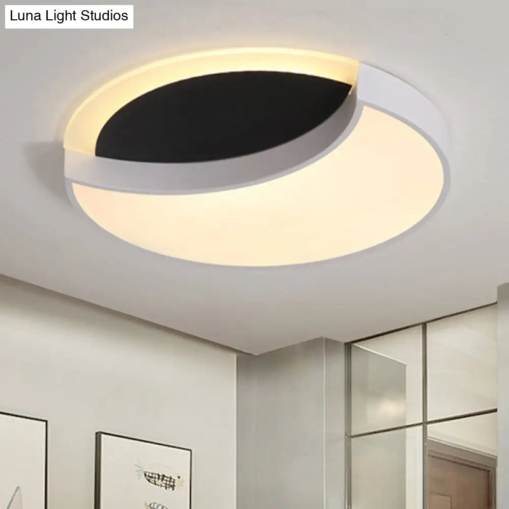 DecorBites™ Eclipse Modern Black & White Ceiling Lamp - Metal Acrylic LED Flush Light for Kindergarten