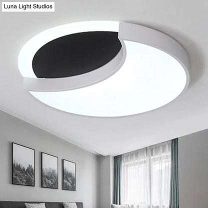 DecorBites™ Eclipse Modern Black & White Ceiling Lamp - Metal Acrylic LED Flush Light for Kindergarten