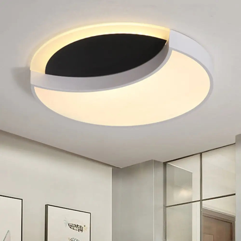 DecorBites™ Eclipse Modern Black & White Ceiling Lamp - Metal Acrylic LED Flush Light for Kindergarten