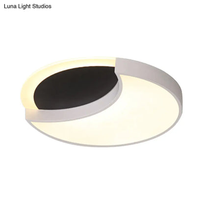 DecorBites™ Eclipse Modern Black & White Ceiling Lamp - Metal Acrylic LED Flush Light for Kindergarten