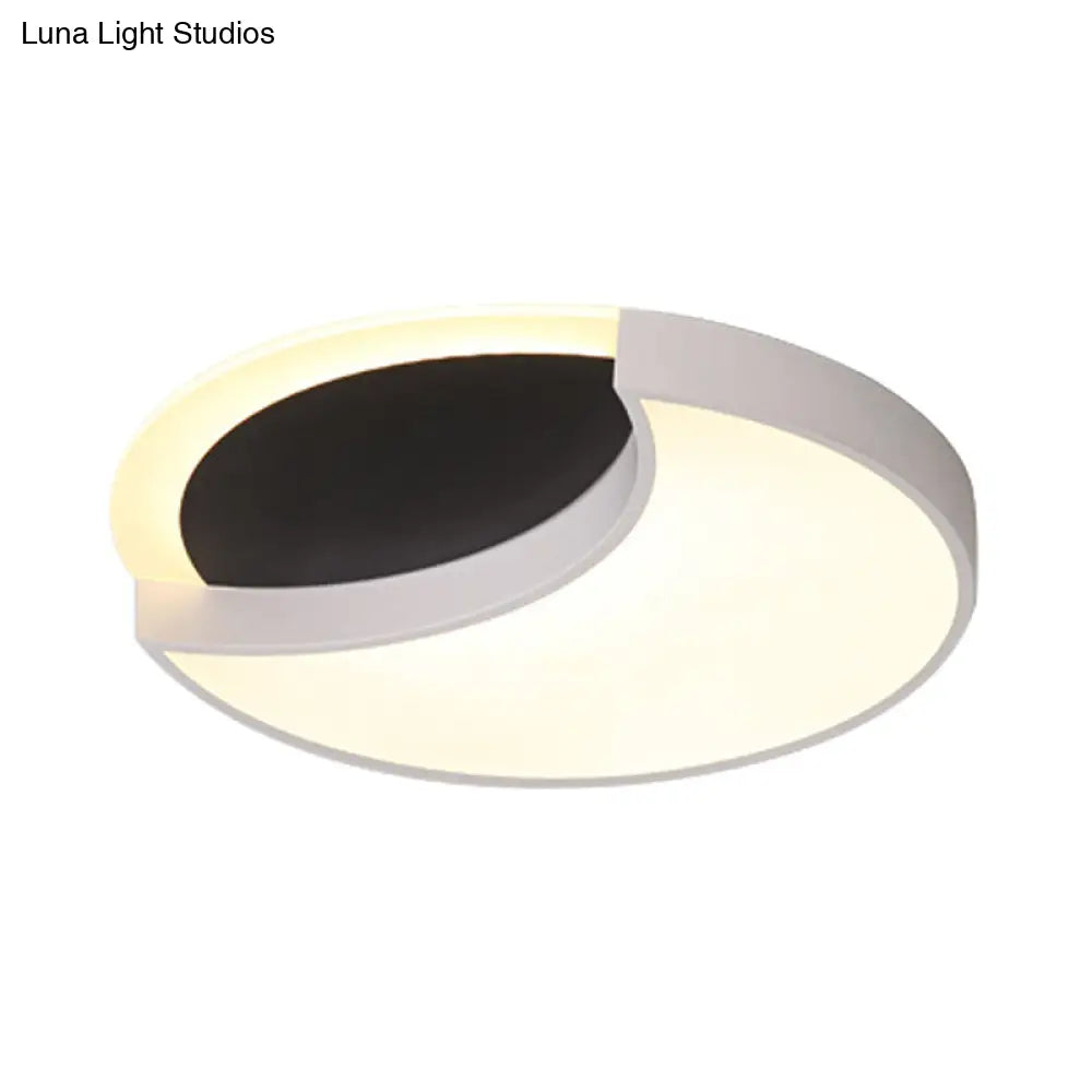 DecorBites™ Eclipse Modern Black & White Ceiling Lamp - Metal Acrylic LED Flush Light for Kindergarten