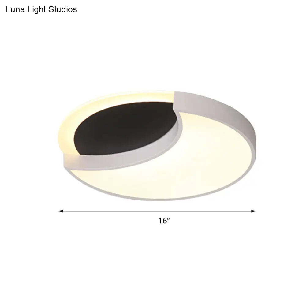 DecorBites™ Eclipse Modern Black & White Ceiling Lamp - Metal Acrylic LED Flush Light for Kindergarten