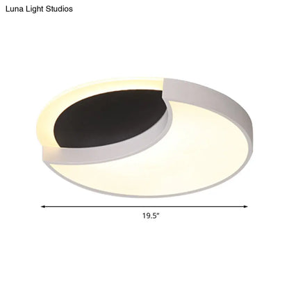 DecorBites™ Eclipse Modern Black & White Ceiling Lamp - Metal Acrylic LED Flush Light for Kindergarten