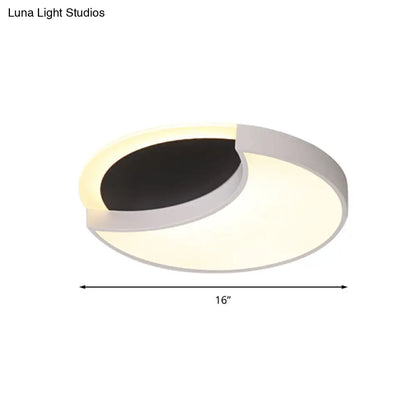 DecorBites™ Eclipse Modern Black & White Ceiling Lamp - Metal Acrylic LED Flush Light for Kindergarten
