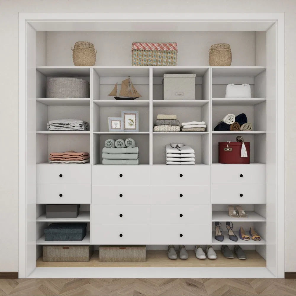 Closet Organizer System,Wall Mounted Closet Storage With  Drawers And Shelves Closet Storage For Bedroom,White