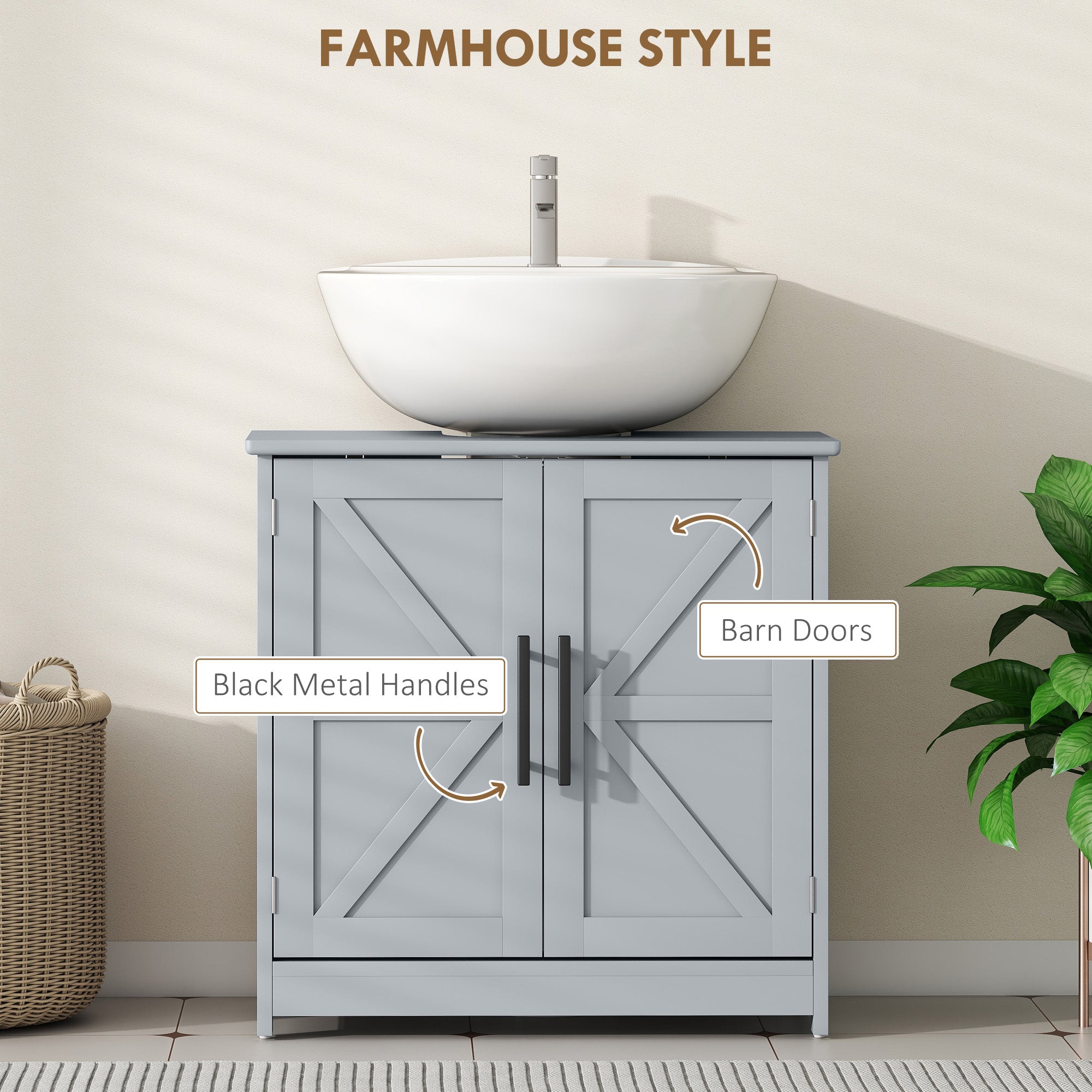 Gray Barn Door Sink Cabinet