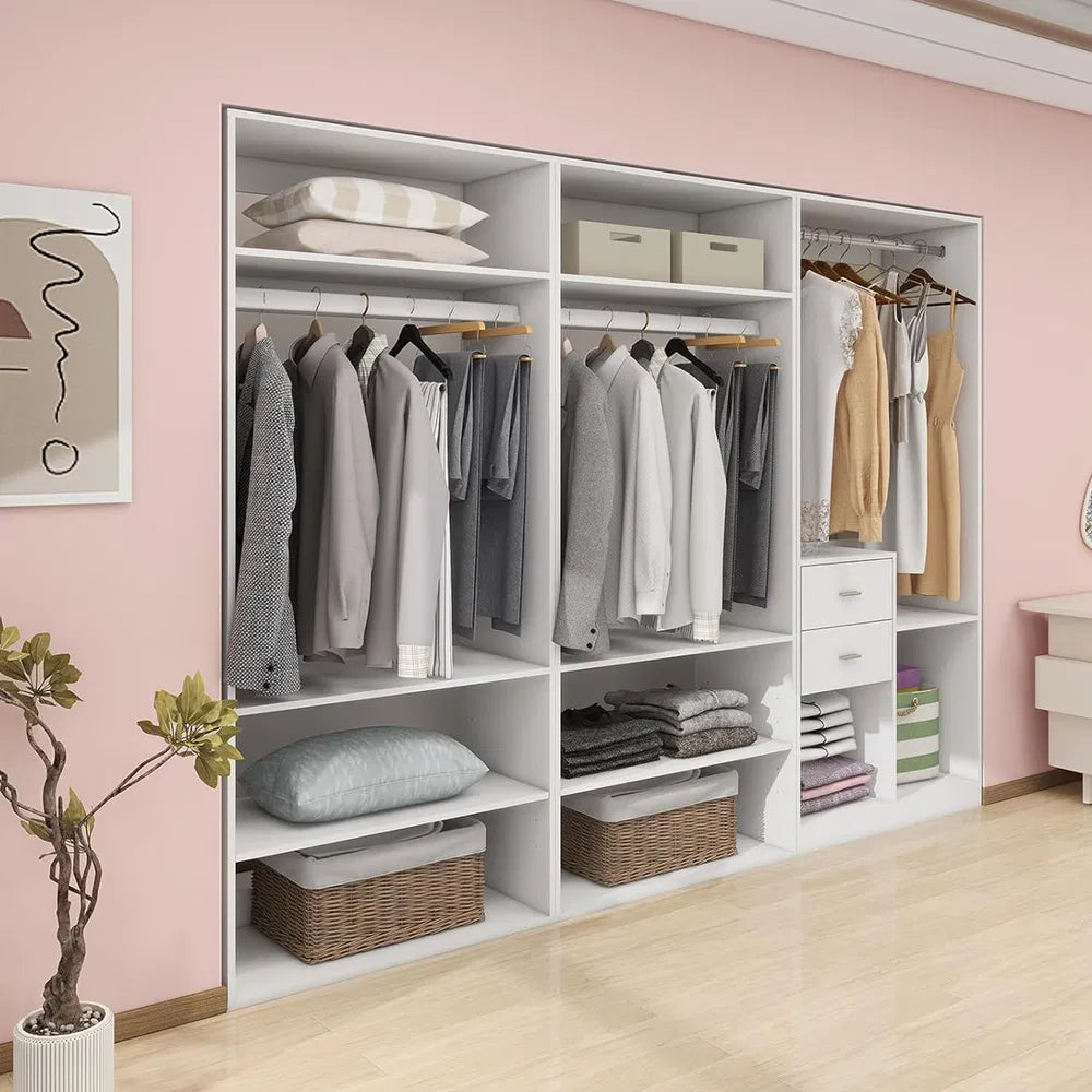 Freestanding White Wardrobe Closet