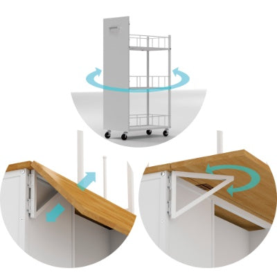 Isla de Cocina con Espacio de Almacenamiento, Barra de Desayuno con Panel Plegable Levadizo, Estantes y Cajones de Gabinete de Almacenamiento Grande, Mesa Grande de Barra de Café con Ganchos, Blanca