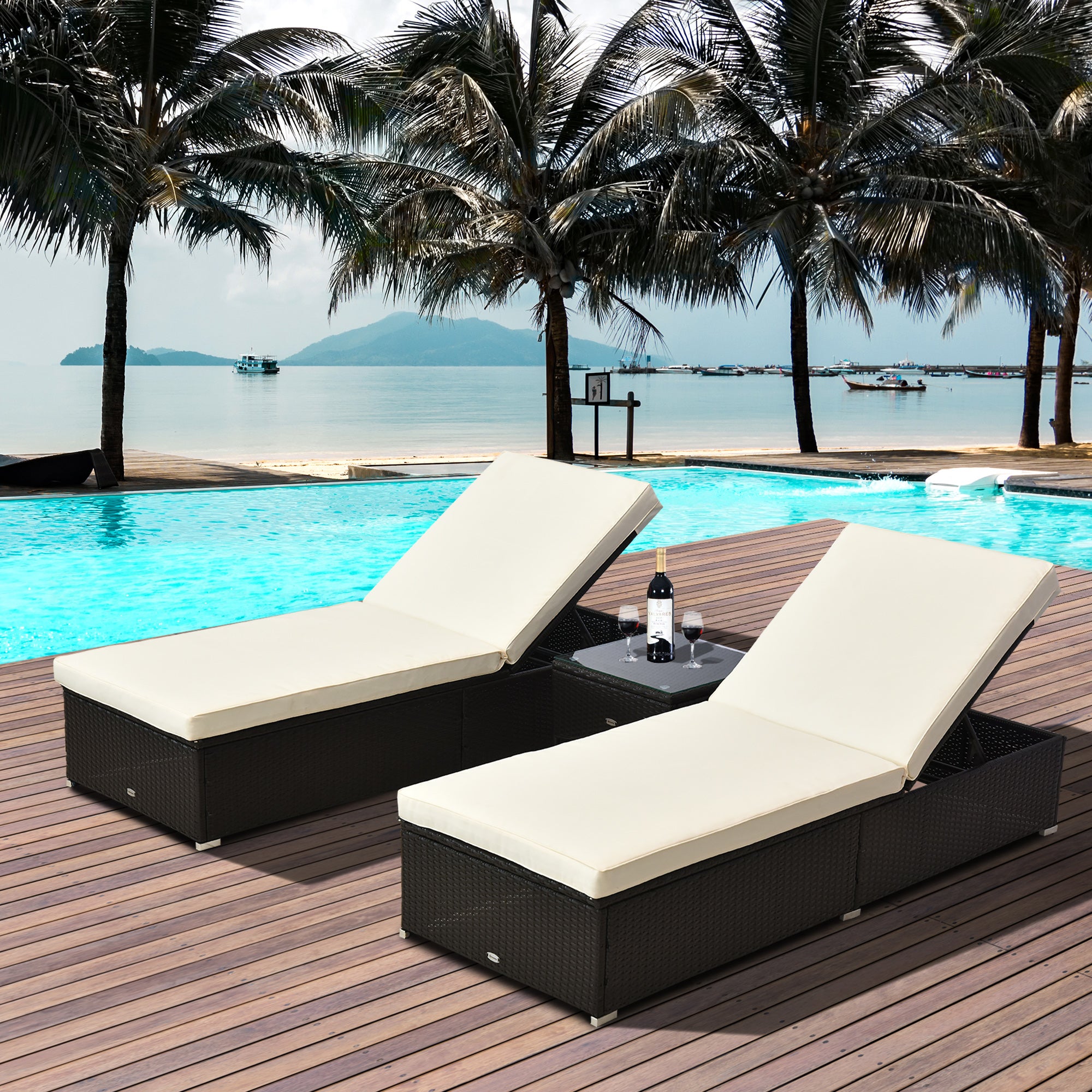 Conjunto de 2 Sillas Chaise Lounge con Reposacabezas de 5 Ángulos