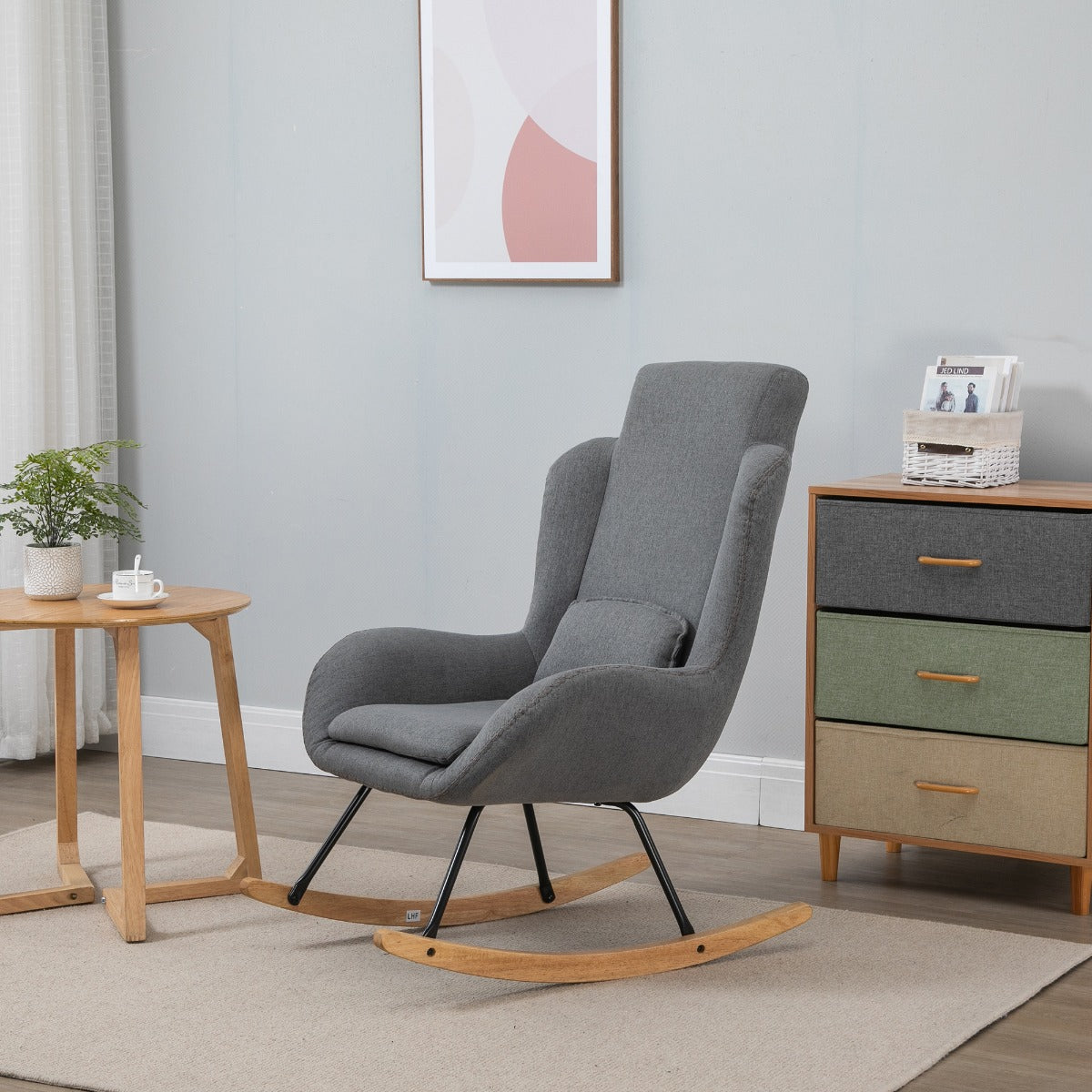 Moderne Schaukelstuhl mit abnehmbarem Lendenkissen, Sofa-Sessel mit dicker Polsterung