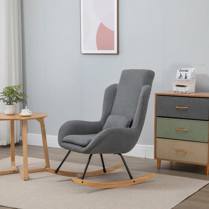 Modern Rocking Chair with Removable Lumbar Pillow Sofa Armchair with Thick Padding