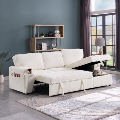 Upholstery Sleeper Sectional Sofa With Storage Space