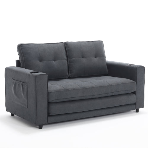 Gray Upholstered Futon Sofa