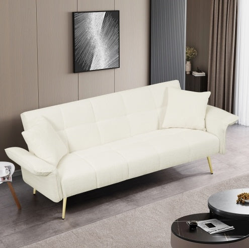 70.1 Sofá Cama Futón, Sofá Cama Doble Convertible con Reposabrazos Plegables para Salones y Espacios Pequeños