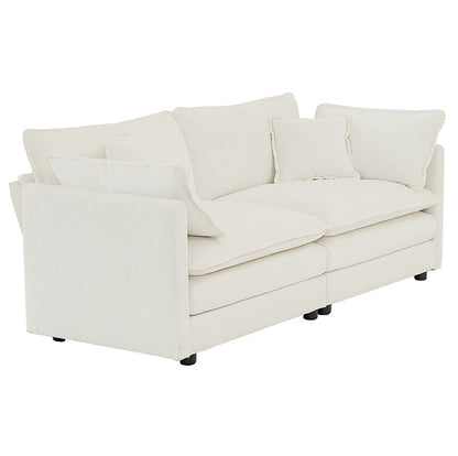 Modern Fabric Double Sofa With 4 Pillows