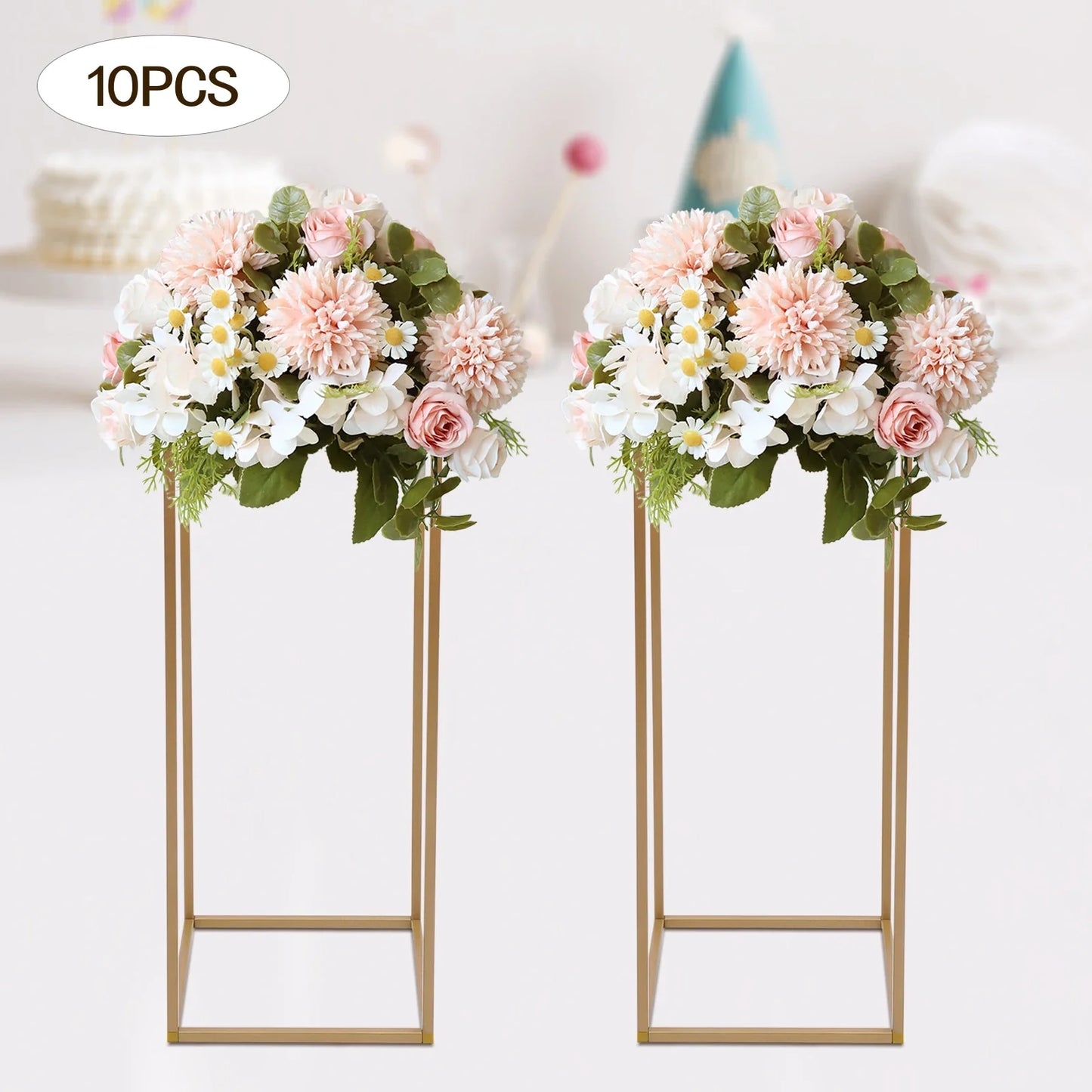 Elegant 10-Piece Gold Wedding Flower Stand