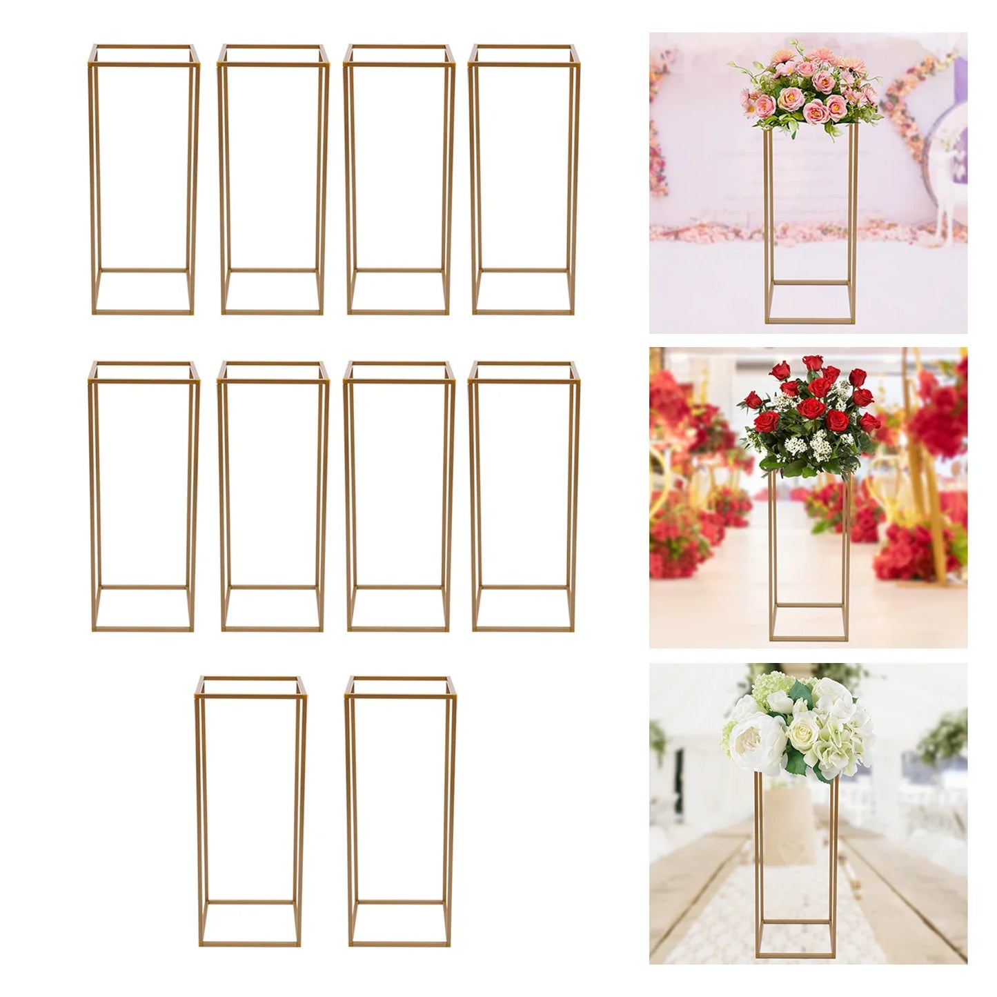 Elegant 10-Piece Gold Wedding Flower Stand