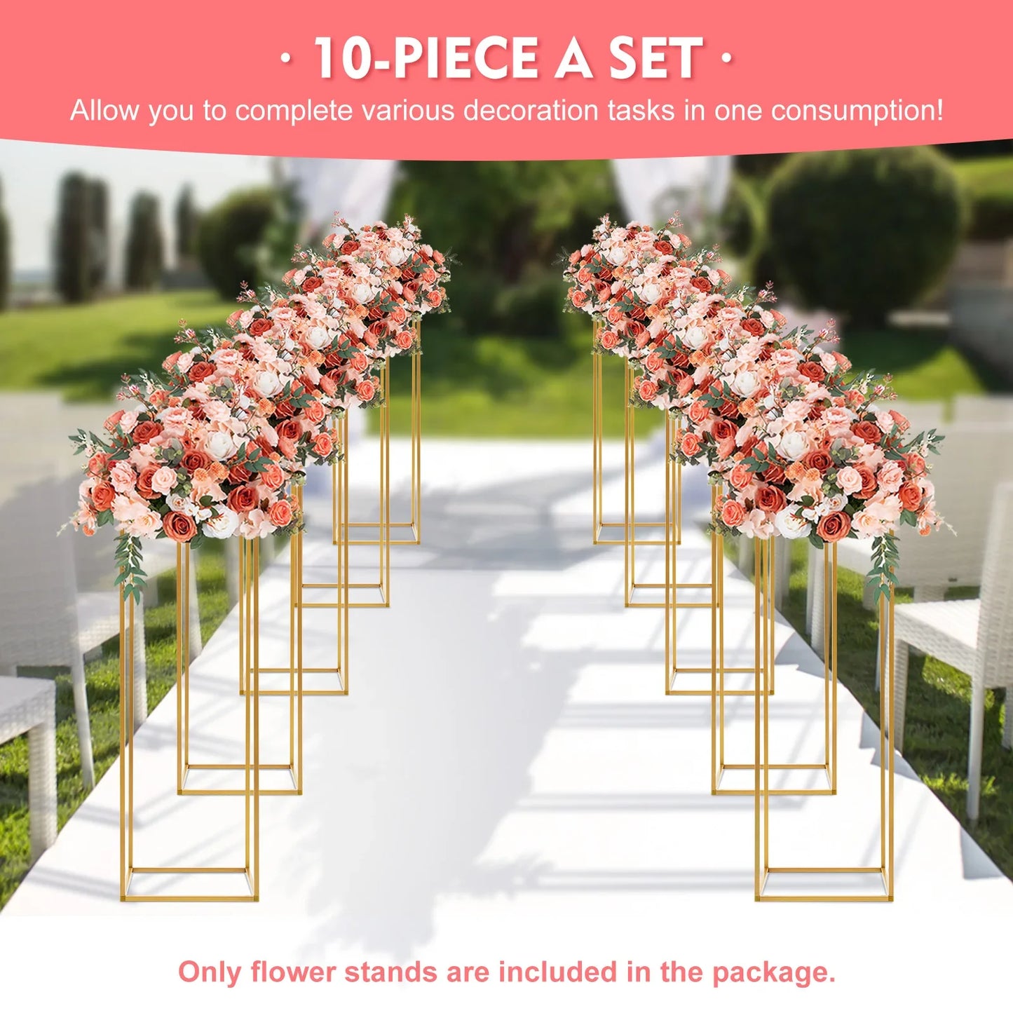 Elegant 10-Piece Gold Wedding Flower Stand