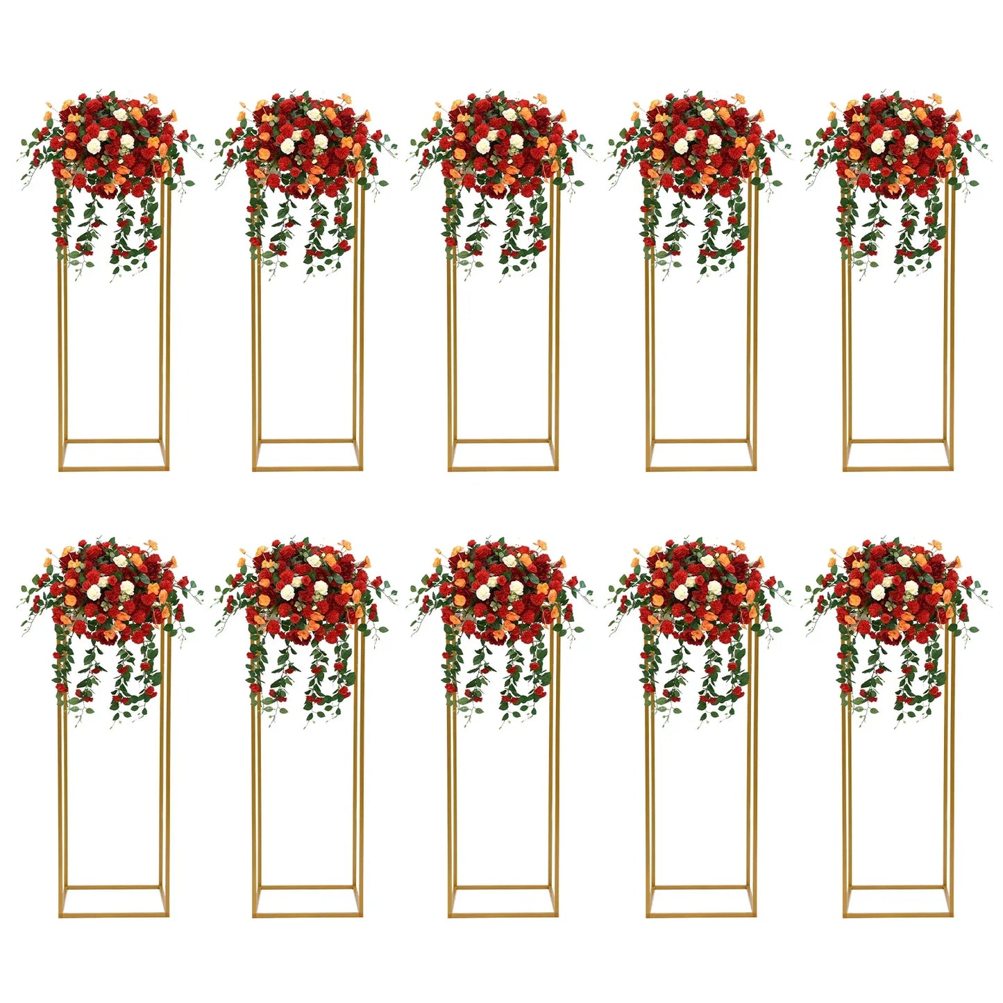 Elegant 10-Piece Gold Wedding Flower Stand