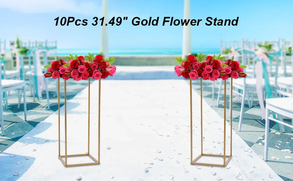 Elegant 10-Piece Gold Wedding Flower Stand