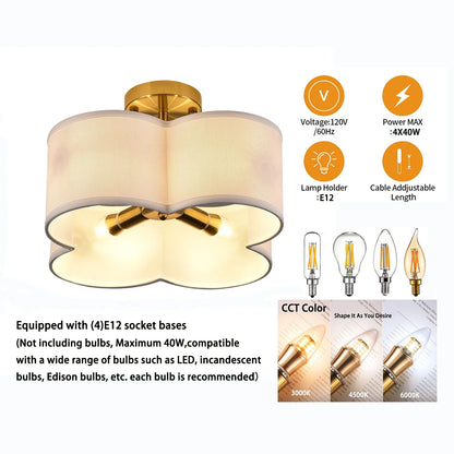 Elegant 4-Light Gold Ceiling Fixture - Gold / United States