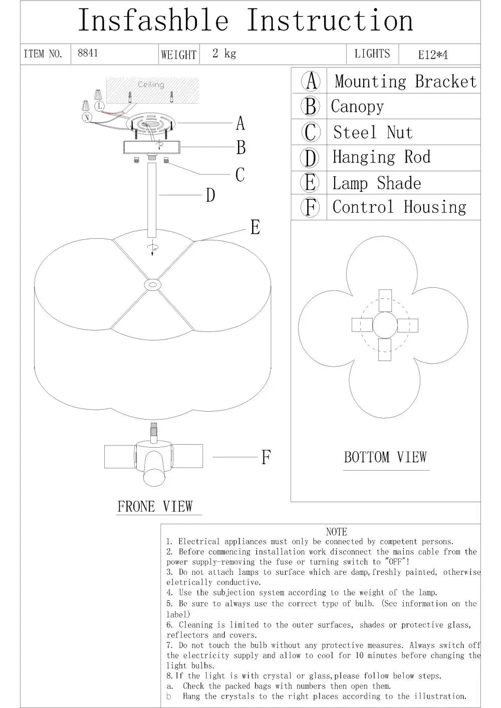 Elegant 4-Light Gold Ceiling Fixture - Gold / United States