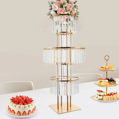 Elegant 5-Tier Gold Wedding Flower Stand - Vase