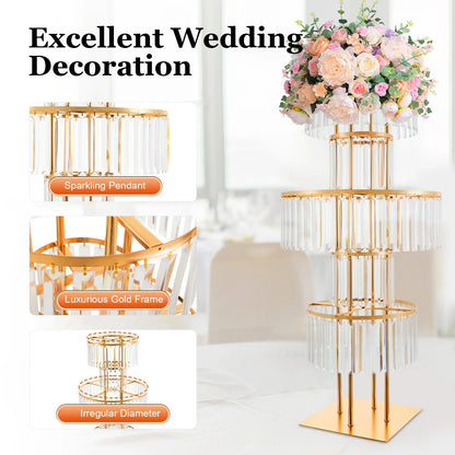 Elegant 5-Tier Gold Wedding Flower Stand - Vase