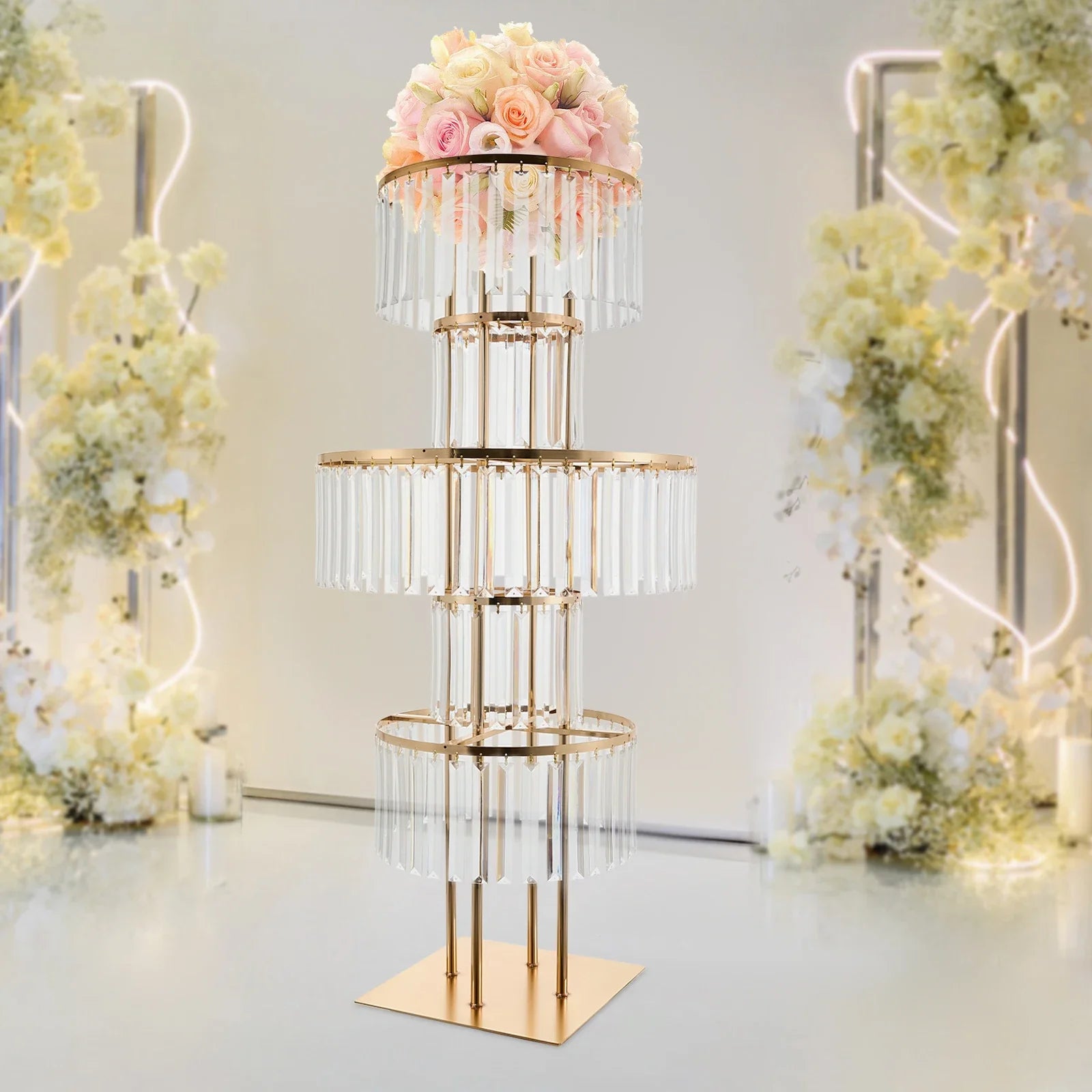 Elegant 5-Tier Gold Wedding Flower Stand